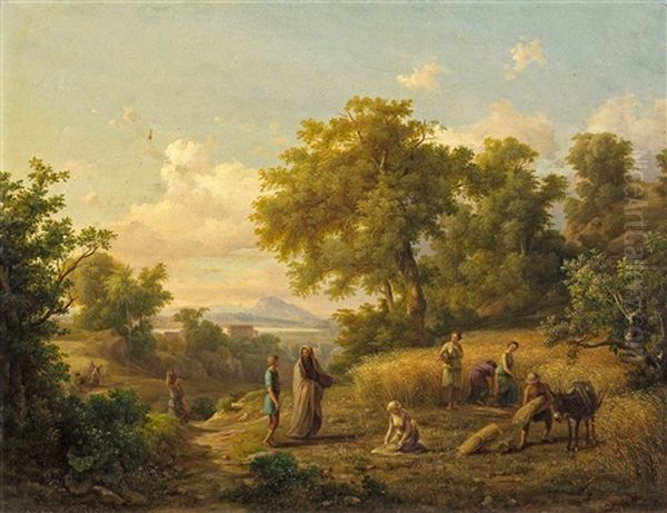 Landschaft Mit Kornernte Oil Painting by Karoly Marko the Younger