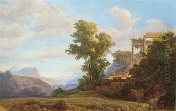 Italian Landscape Oil Painting by Karoly Marko the Younger