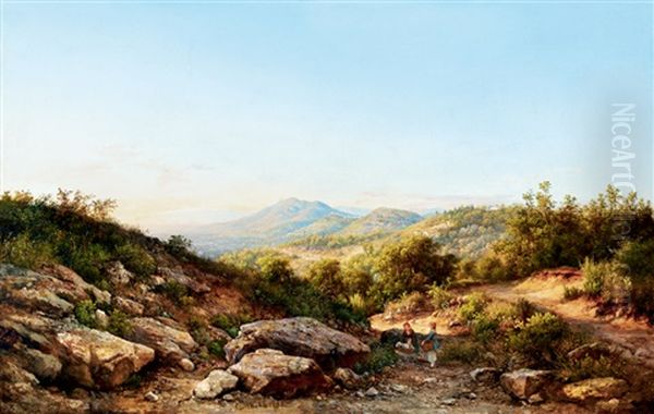 Italian Landscape Oil Painting by Karoly Marko the Younger