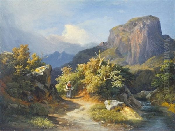 Italian Landscape Oil Painting by Karoly Marko the Younger