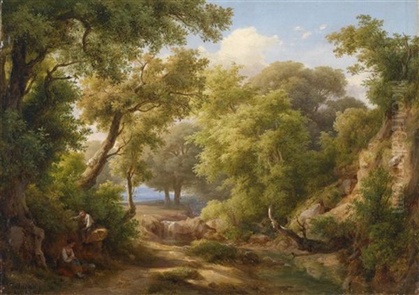 Waldpartie Oil Painting by Karoly Marko the Younger