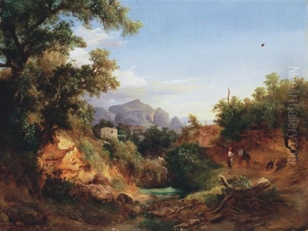 Lovers In Italian Landscape by Karoly Marko the Younger