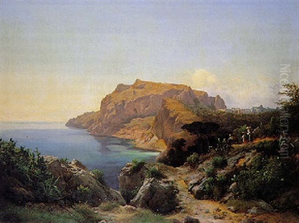 A View Of Capri Oil Painting by Karoly Marko the Younger