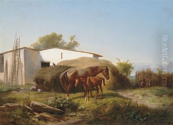 Horses Oil Painting by Andras Marko