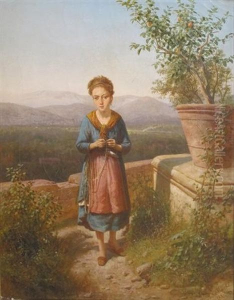 Jeune Femme Dans Un Paysage Romain Oil Painting by Andras Marko