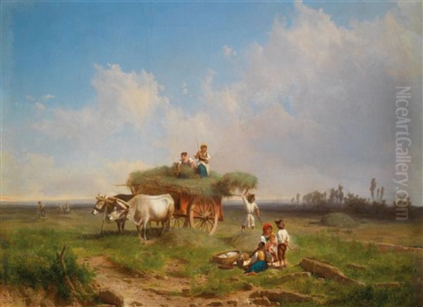 Rast Bei Der Ernte In Italienischer Landschaft Oil Painting by Andras Marko