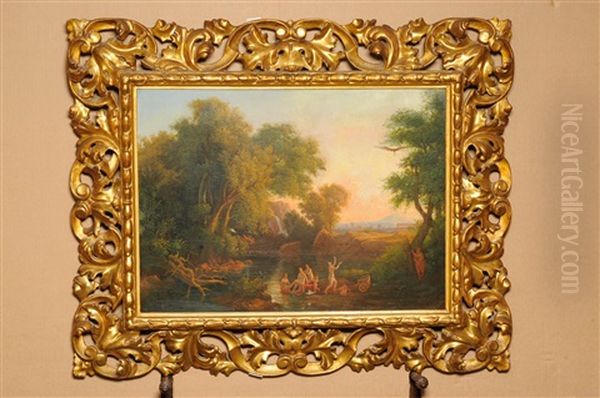 Classical Landscape With Mythological Figures In The Foreground Oil Painting by Andras Marko