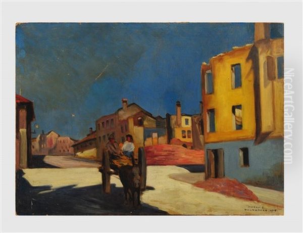 Nocturnal Street With Figures In Cart Oil Painting by Erno (Ernst) Marko