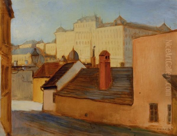 View Of Budapest Oil Painting by Erno (Ernst) Marko