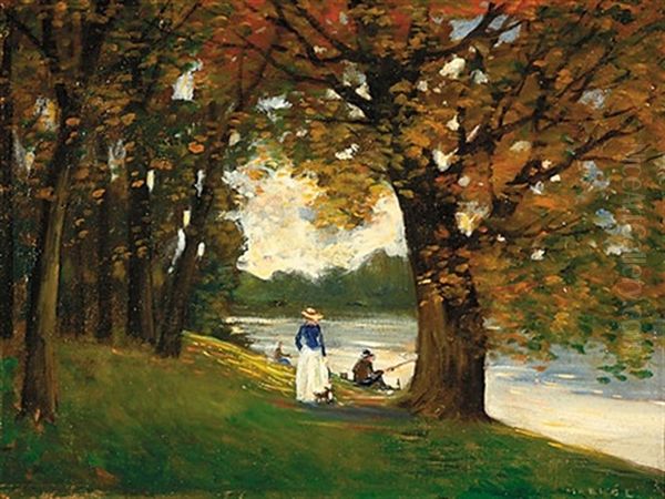 Summer By The River Oil Painting by Erno (Ernst) Marko