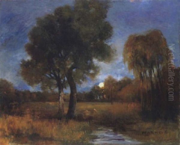 Herbstlandschaft Im Mondschein Oil Painting by Erno (Ernst) Marko