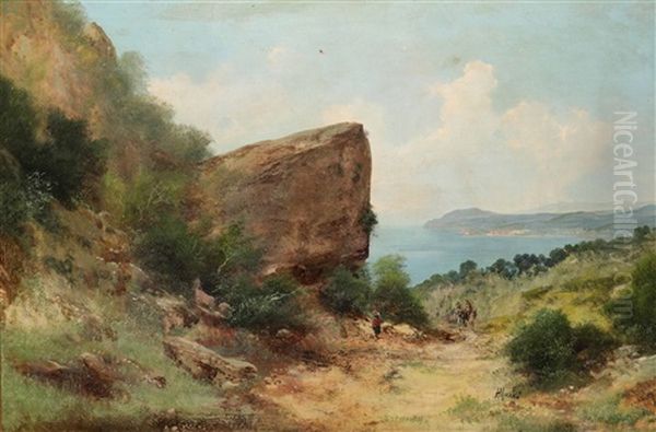 Veduta Campestre Con Mare Sullo Sfondo Oil Painting by Henry Marko