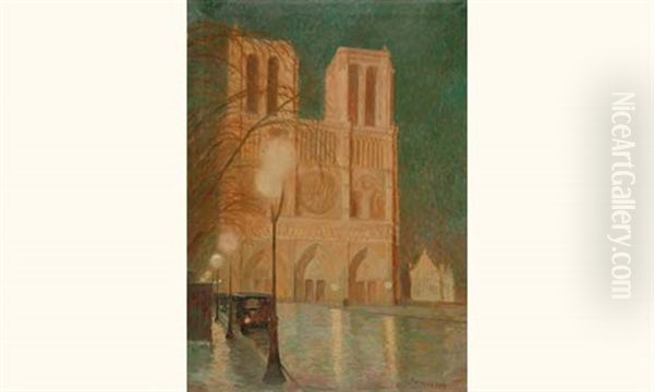 Notre-dame De Paris La Nuit Oil Painting by Artur Markowicz