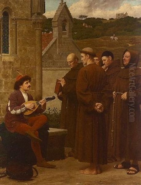 The Minstrel. A Love Song Or A Song Of Good Life Oil Painting by Henry Stacy Marks