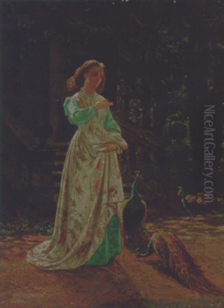 Feeding The Peacocks Oil Painting by Henry Stacy Marks