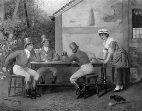 Hunters Seated Before A Tavern Oil Painting by Henry Stacy Marks