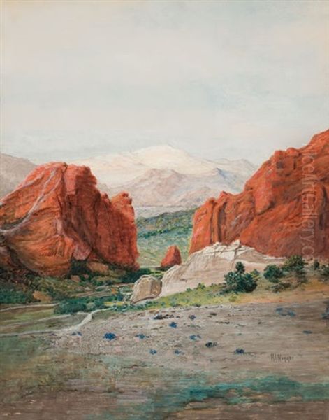 Pike's Peak From The Garden Of The Gods Oil Painting by Hamilton Irving Marlatt