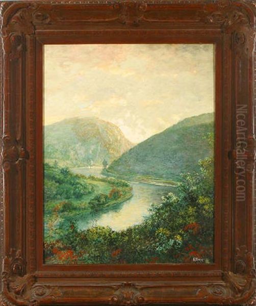 River Landscape Oil Painting by Hamilton Irving Marlatt