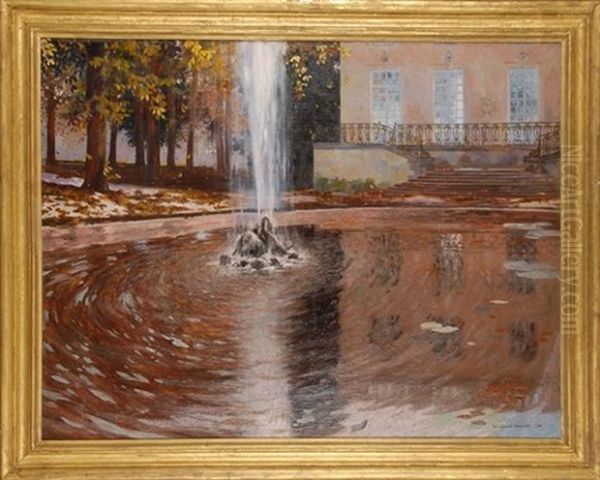 Bassin Et Jet D'eau Au Grand Trianon Oil Painting by Francois Marie Leon de Marliave