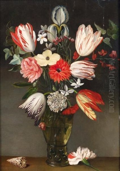 Bouquet De Fleurs Dans Un Vase Oil Painting by Philippe de Marlier