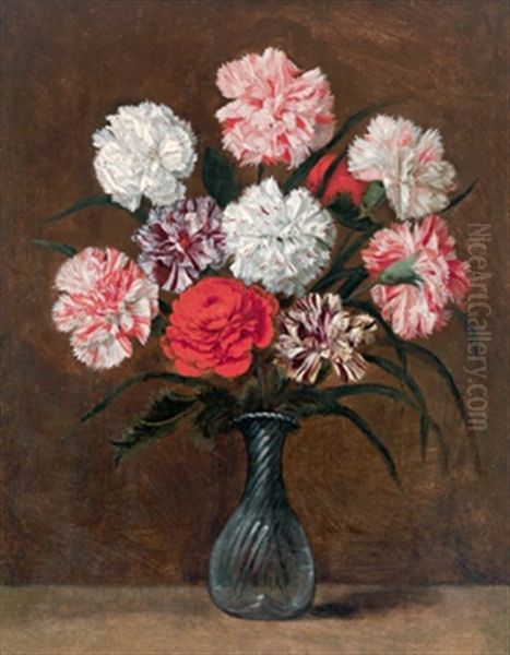 Nelken Und Eine Andere Blume In Einer Venezianischen Glasvase Oil Painting by Philippe de Marlier