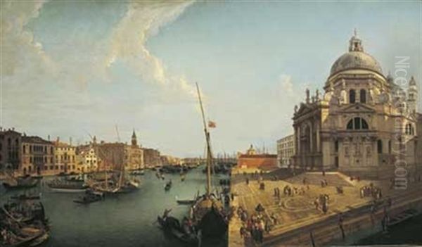 Vue Du Grand Canal Et De La Basilique Santa Maria Della Salute Oil Painting by William Marlow