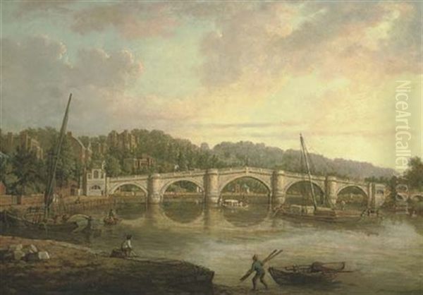 View Of Richmond Bridge Oil Painting by William Marlow