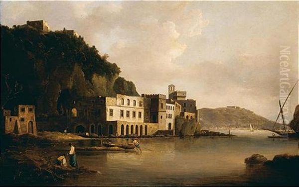 View Of The Bay Of Naples From Posillipo, The Vomero Hill With The Monastery Of San Martino And The Castel Sant Elmo Beyond Oil Painting by William Marlow