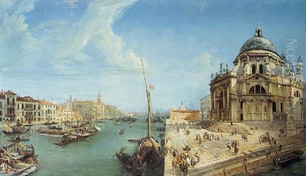 La Basilica Della Salute Con Il Bacino Di S. Marco Oil Painting by William Marlow