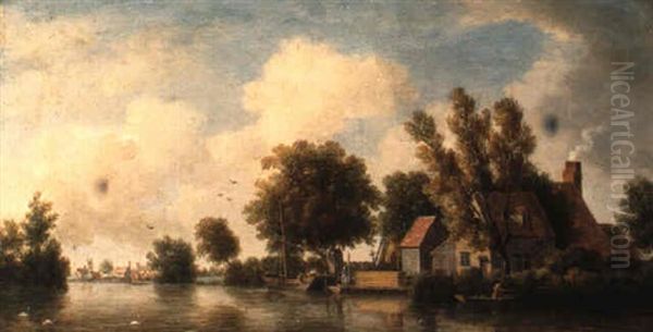 Scene On The Thames Oil Painting by William Marlow