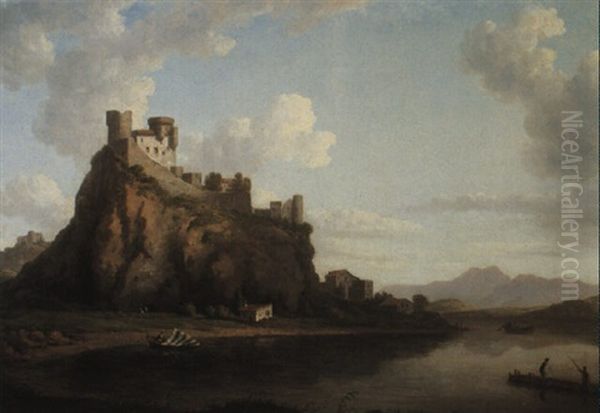 Chateau Monfaucon On The River Rhone Oil Painting by William Marlow