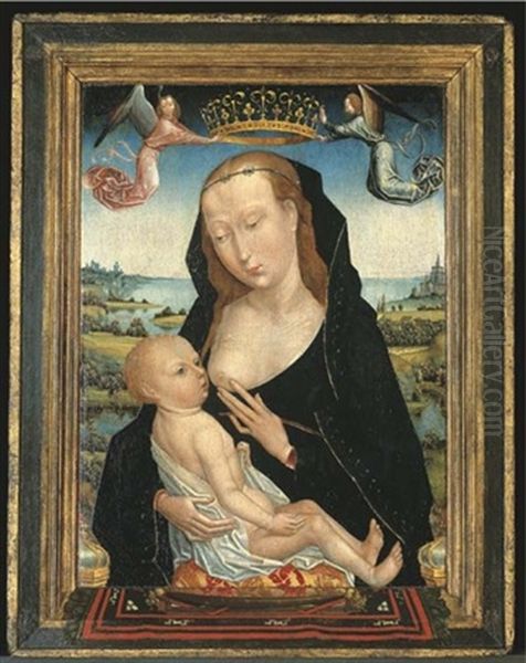 The Virgin And Child (central Panel Of A Triptych) Oil Painting by Simon Marmion