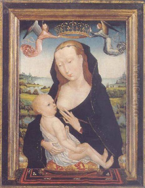 The Virgin And Child In A Landscape Oil Painting by Simon Marmion