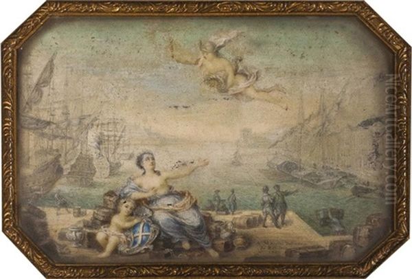 Allegorie Du Commerce Oil Painting by Antoine Alexandre Marolles