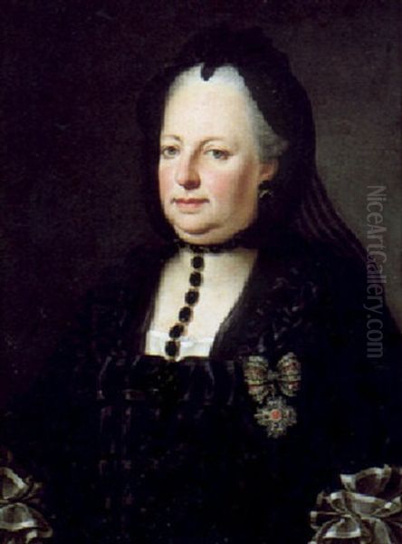 Bildnis Der Kaiserin Maria Theresia In Witwentracht Oil Painting by Anton von Maron