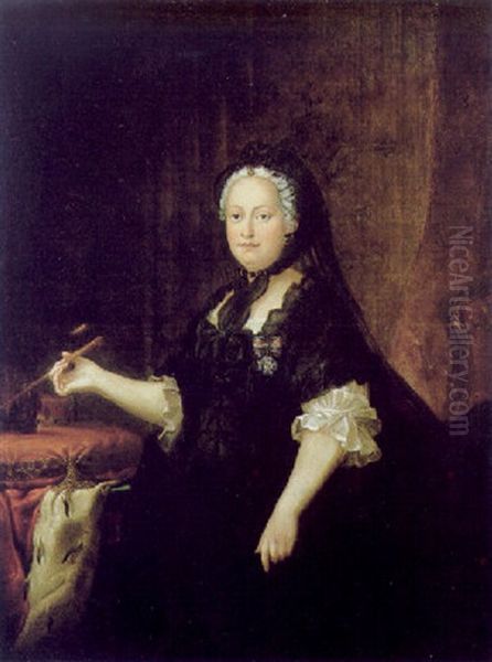 Bildnis Der Kaiserin Maria Theresia In Witwentracht Oil Painting by Anton von Maron