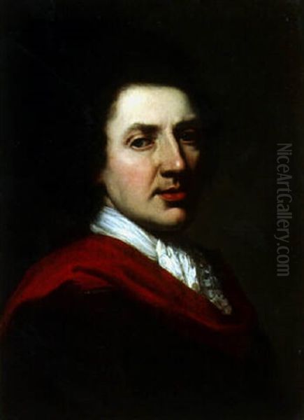 Portrait D'homme Au Manteau Rouge Oil Painting by Anton von Maron