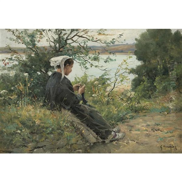 Quiet Moment Oil Painting by Georges Philibert Charles Maroniez