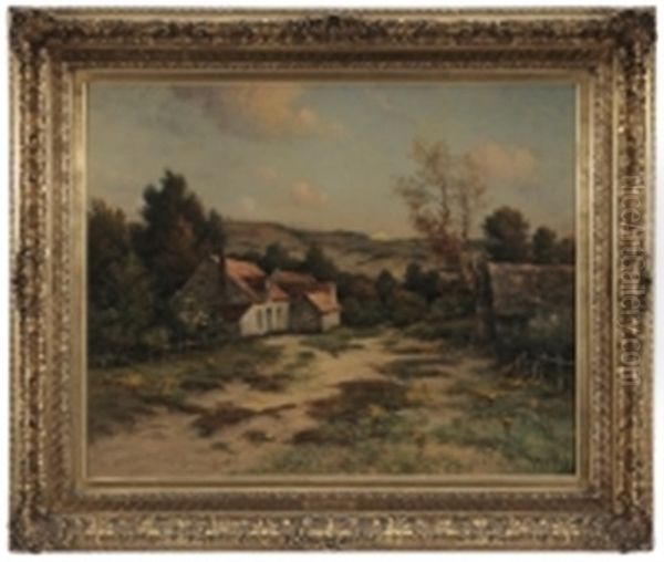 Moon Rise Over A Farm Oil Painting by Georges Philibert Charles Maroniez