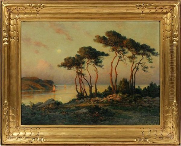 Coastal Scene Oil Painting by Georges Philibert Charles Maroniez