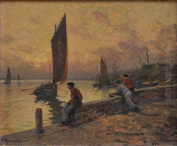 Marins A Quai Et Voiliers by Georges Philibert Charles Maroniez