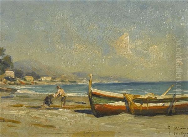 Strand Bei Malaga Oil Painting by Georges Philibert Charles Maroniez