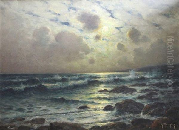 Rivage Au Clair De Lune Oil Painting by Georges Philibert Charles Maroniez