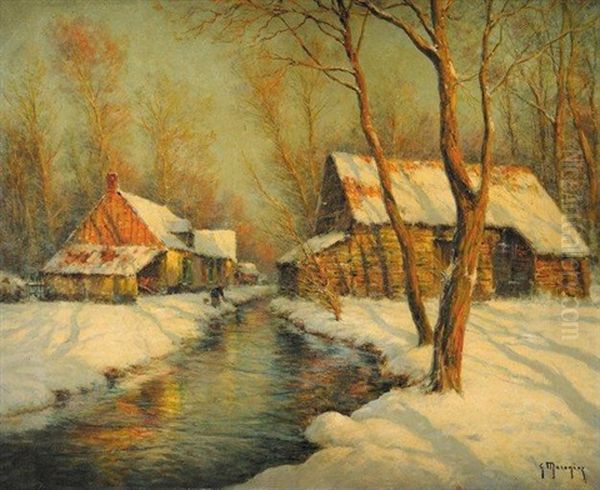 Paysage Enneige Oil Painting by Georges Philibert Charles Maroniez