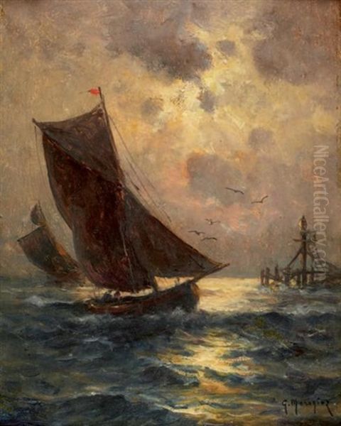 Marine Oil Painting by Georges Philibert Charles Maroniez