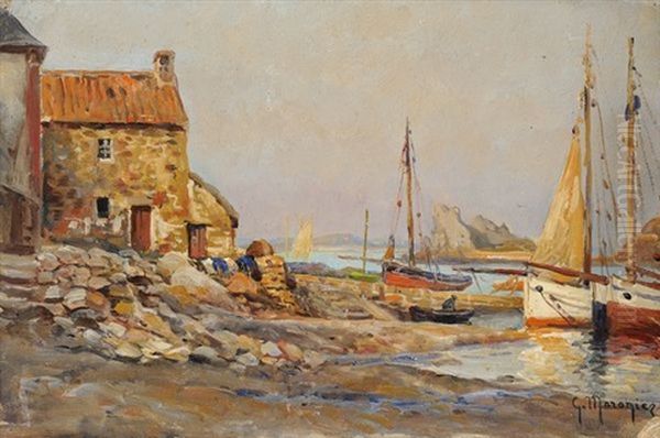 Bateaux Au Port Oil Painting by Georges Philibert Charles Maroniez