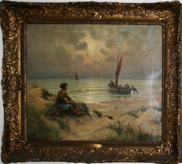 Depart Pour La Peche Oil Painting by Georges Philibert Charles Maroniez