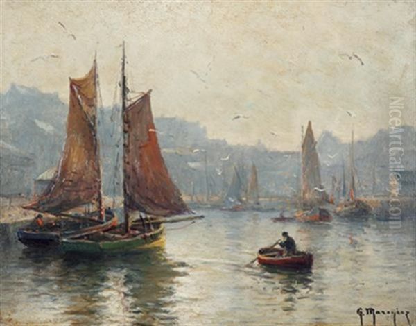 Bateau De Peche Dans Un Port Oil Painting by Georges Philibert Charles Maroniez