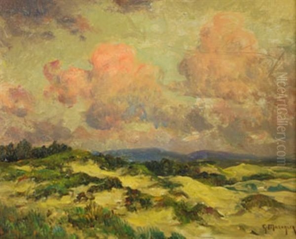 Paysage Au Ciel Rose Oil Painting by Georges Philibert Charles Maroniez