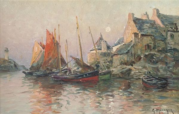 Dans Le Petit Port (+ A Harbour At Dusk, Irgr; 2 Works) Oil Painting by Georges Philibert Charles Maroniez